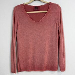 Free for Humanity Mauve Ombre V-Neck Fine Knit Top S/M